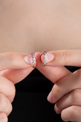 Créoles - Argent plaqué or rose et zircons