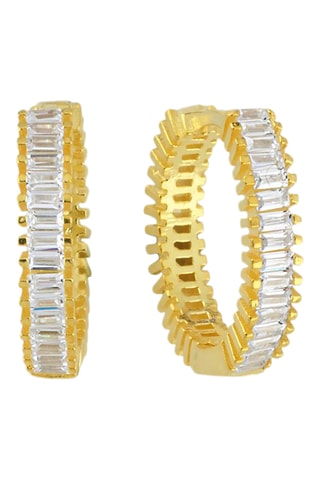 Créoles - Argent plaqué or jaune et zircons
