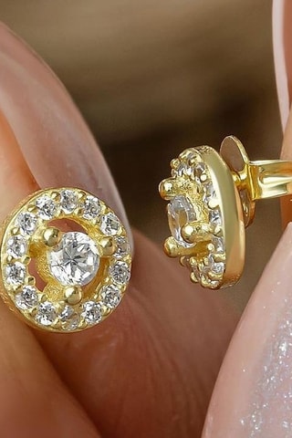 Puces - Argent plaqué or jaune et zircons