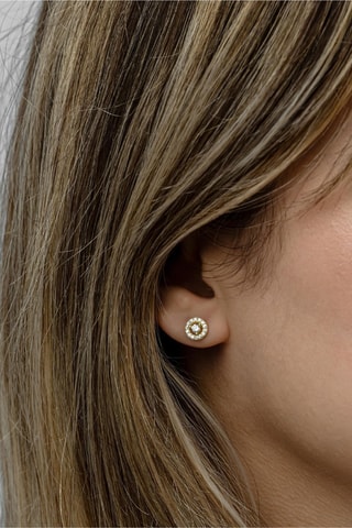 Puces - Argent plaqué or jaune et zircons