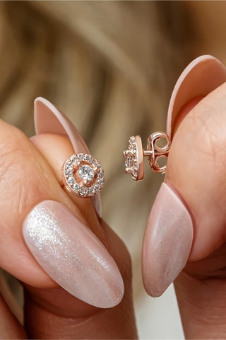 Puces - Argent plaqué or rose et zircons