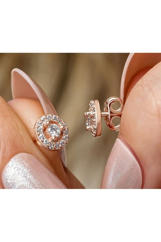Puces - Argent plaqué or rose et zircons