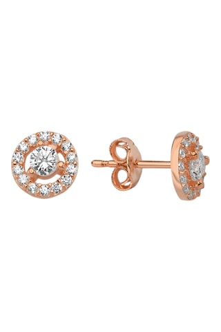 Puces - Argent plaqué or rose et zircons