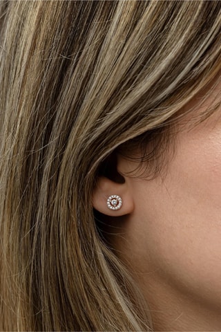 Puces - Argent plaqué or rose et zircons