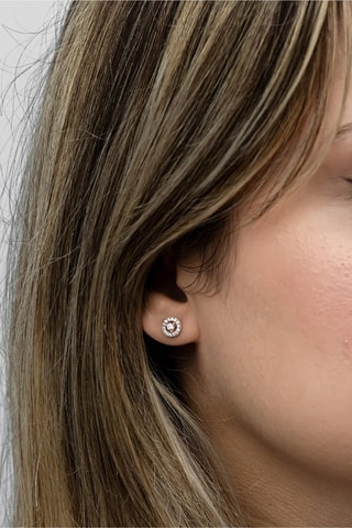 Puces - Argent plaqué or rose et zircons