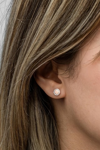 Puces - Argent plaqué or rose et zircons