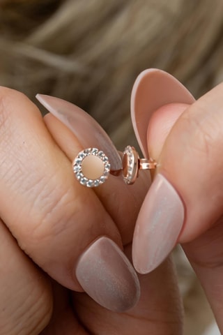 Puces - Argent plaqué or rose et zircons