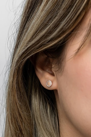 Puces - Argent plaqué or rose et zircons