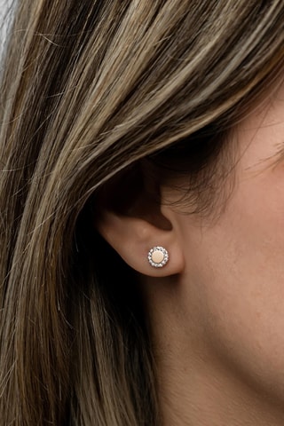 Puces - Argent plaqué or rose et zircons