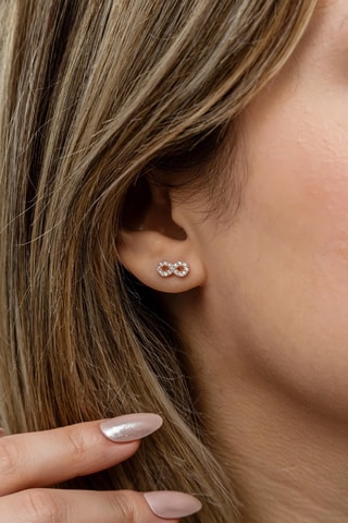 Puces - Argent plaqué or rose et zircons