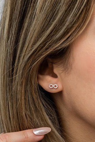 Puces - Argent plaqué or rose et zircons