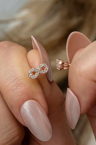 Puces - Argent plaqué or rose et zircons