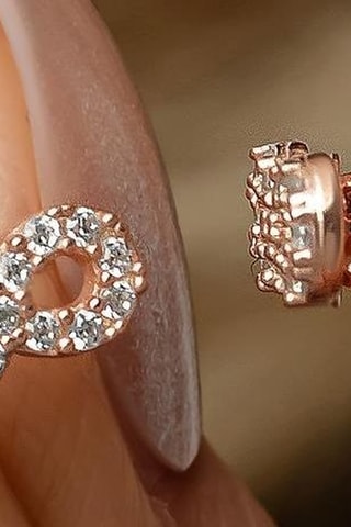 Puces - Argent plaqué or rose et zircons