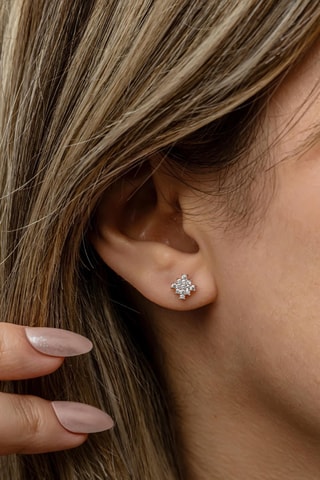 Puces - Argent plaqué or rose et zircons