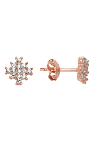 Puces - Argent plaqué or rose et zircons