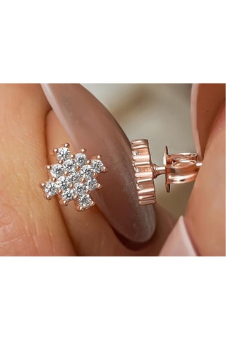 Puces - Argent plaqué or rose et zircons