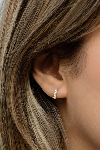 Boucles d’oreilles - Argent plaqué or jaune et zircons