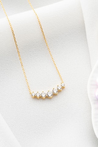 Collier - Argent plaqué or jaune et zircons