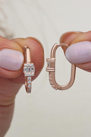 Créoles - Argent plaqué or rose et zircons