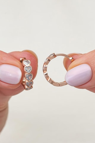 Créoles - Argent plaqué or rose et zircons