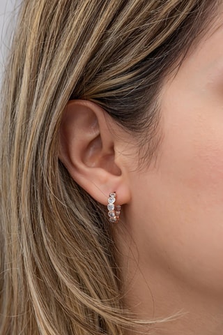 Créoles - Argent plaqué or rose et zircons