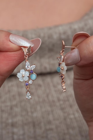 Boucles d’oreilles - Argent plaqué or rose et zircons