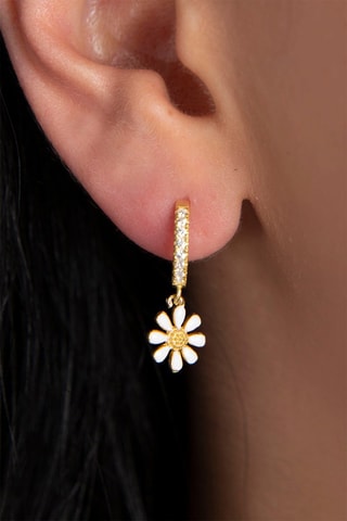 Boucles d'oreilles - Argent doré et zircons