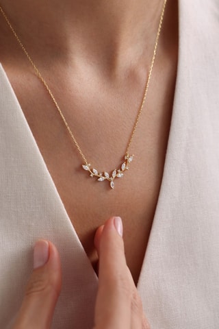 Collier - Argent plaqué or rose et zircons