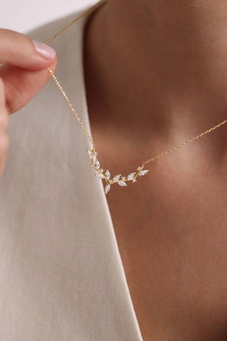 Collier - Argent plaqué or rose et zircons