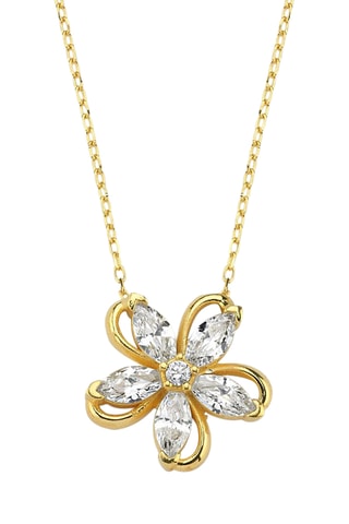 Collier - Argent plaqué or rose et zircons