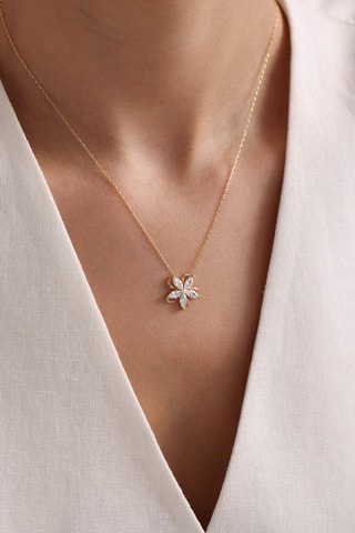 Collier - Argent plaqué or rose et zircons