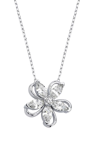 Collier - Argent plaqué or blanc et zircons