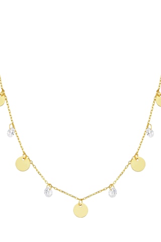 Collier - Argent plaqué or jaune et zircon