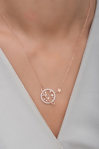 Collier - Argent doré à l'or rose et zircons
