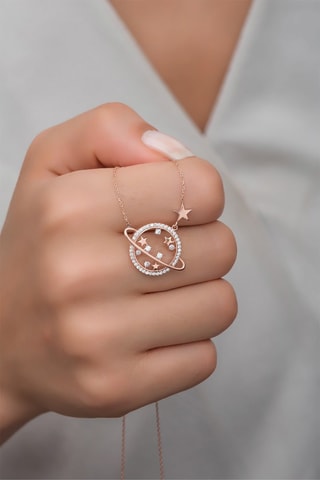 Collier - Argent doré à l'or rose et zircons