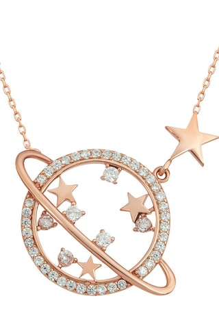 Collier - Argent doré à l'or rose et zircons