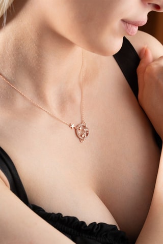 Collier - Argent doré à l'or rose et zircons