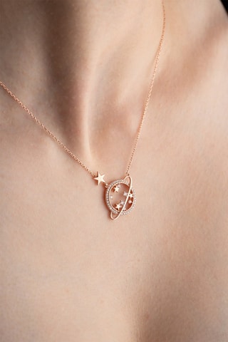 Collier - Argent doré à l'or rose et zircons