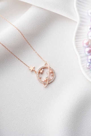 Collier - Argent doré à l'or rose et zircons