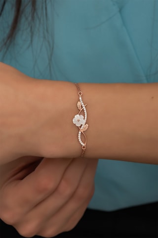 Bracelet - Argent doré à l'or rose et zircons