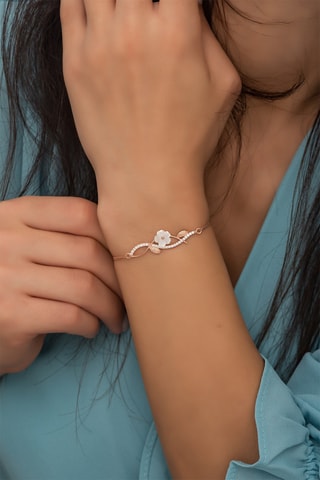 Bracelet - Argent doré à l'or rose et zircons