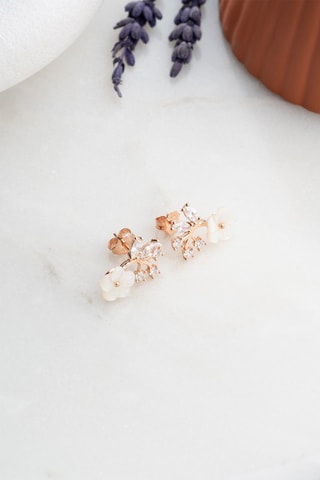 Boucles d'oreilles - Argent doré rose et zircons