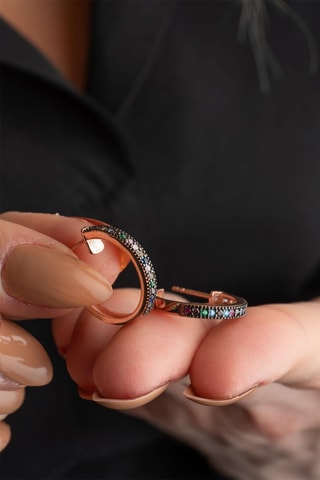 Créoles - Argent doré rose et zircons
