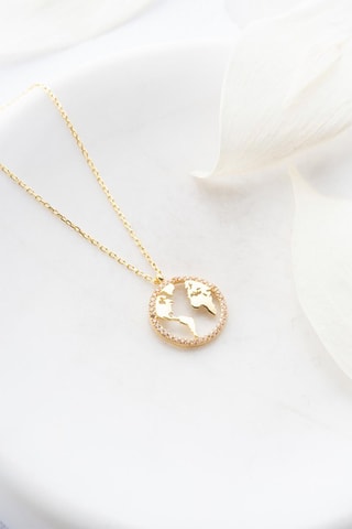Collier - Argent plaqué or jaune et zircons