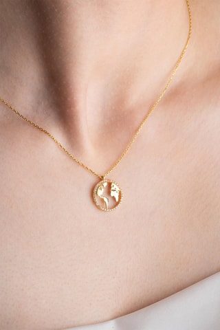 Collier - Argent plaqué or jaune et zircons
