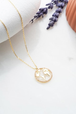 Collier - Argent plaqué or jaune et zircons