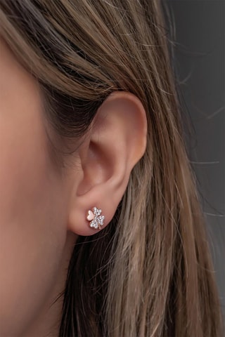 Boucles d'oreilles - Argent doré rose et zircons