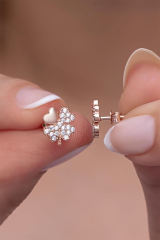 Boucles d'oreilles - Argent doré rose et zircons