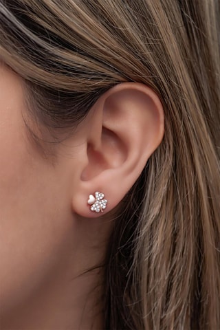 Boucles d'oreilles - Argent doré rose et zircons