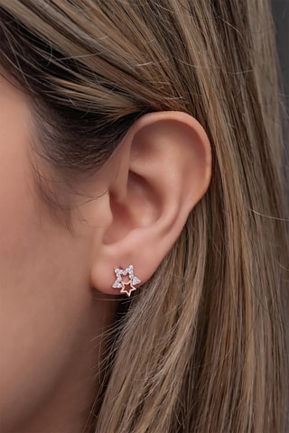 Boucles d'oreilles - Argent doré rose et zircons